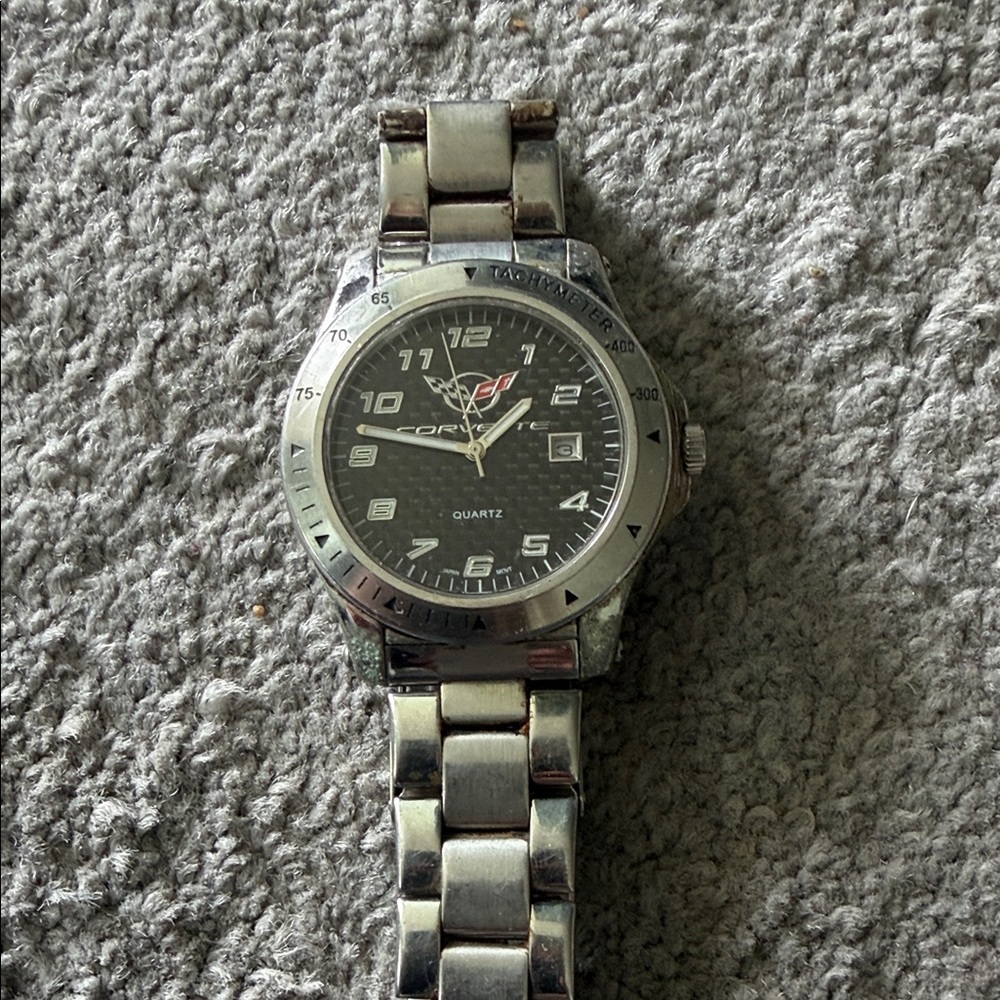 Stainless Steel Men's Quartz Watch - Black Dial